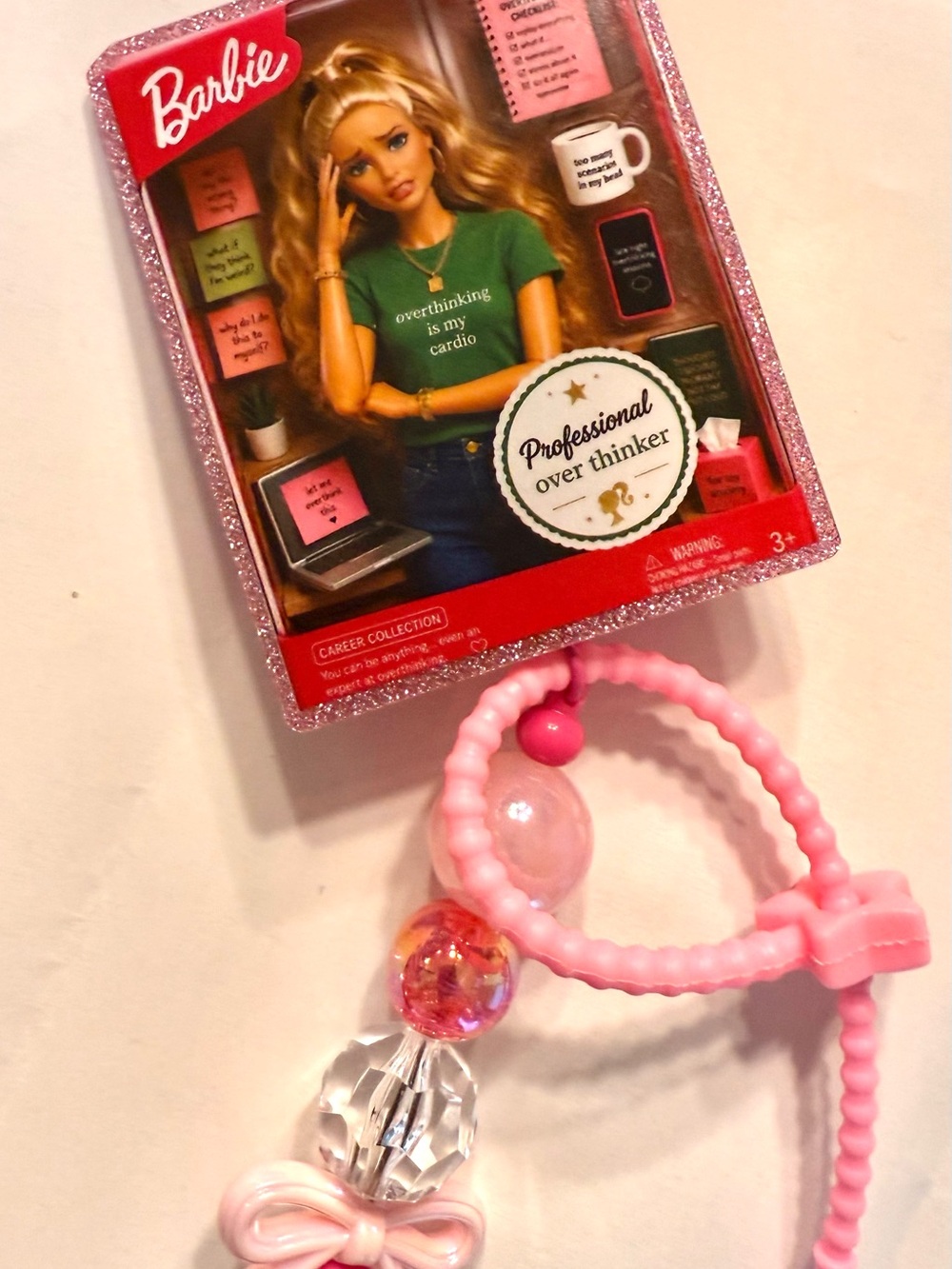 Inspired Stank Face Barbie Professional Over Thinker Badge Reel Pink